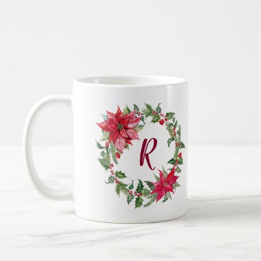 Monogram Kerstmis Wreath Koffiemok (Links)
