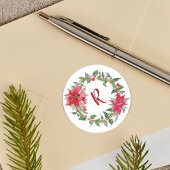 Monogram Kerstmis Wreath Ronde Sticker