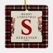 Monogram Kerstnotenkraker Fotoboom Keramisch Ornament (Voorkant)