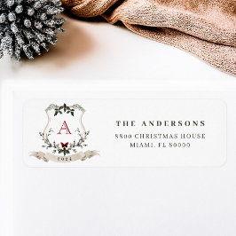 monogram kerstretouradreslabel etiket