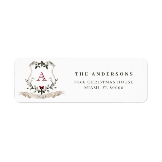  monogram kerstretouradreslabel etiket (Voorkant)