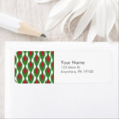 Monogram kerstrood Ikat Diamond Patroon Etiket (Insitu)