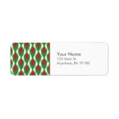 Monogram kerstrood Ikat Diamond Patroon Etiket (Voorkant)