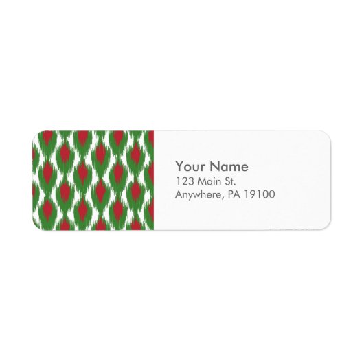 Monogram kerstrood Ikat Diamond Patroon Etiket (Voorkant)