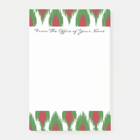 Monogram kerstrood Ikat Diamond Patroon Post-it® Notes (Voorkant)