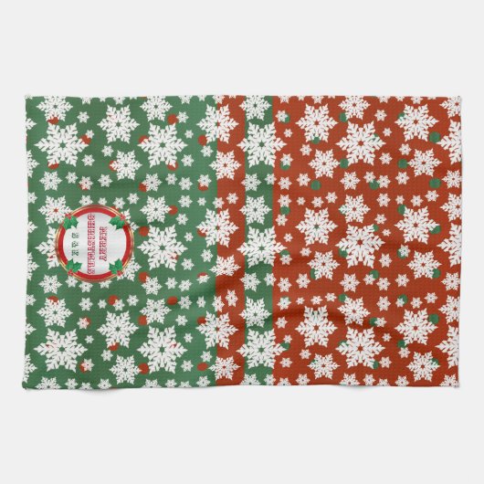 Monogram kerstsnowflake-design theedoek (Horizontaal)