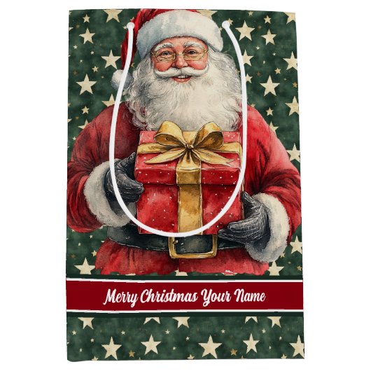 Monogram Kersttas: Waterverf Sinterklaas Medium Cadeauzakje (Voorkant)