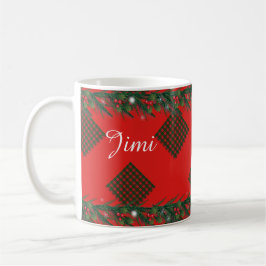 Monogram Kerstversiering Geruite Ornamenten Krans Koffiemok