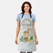 Monogram Keuken Kruid Hout Familienaam Schort (Gedragen)