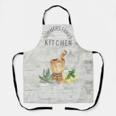 Monogram Keuken Kruid Hout Familienaam Schort (Voorkant)