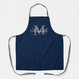 Monogram keuken op Navy blue en grijs Schort