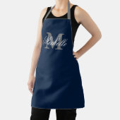 Monogram keuken op Navy blue en grijs Schort (Insitu)