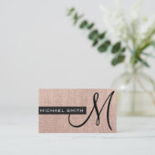 Monogram Khaki Elegant Canvas Visitekaartje (Staand voorkant)