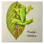 Monogram  Kikker voor groene glans Tegeltje (Voorkant)