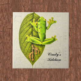 Monogram Kikker voor groene glans Tegeltje