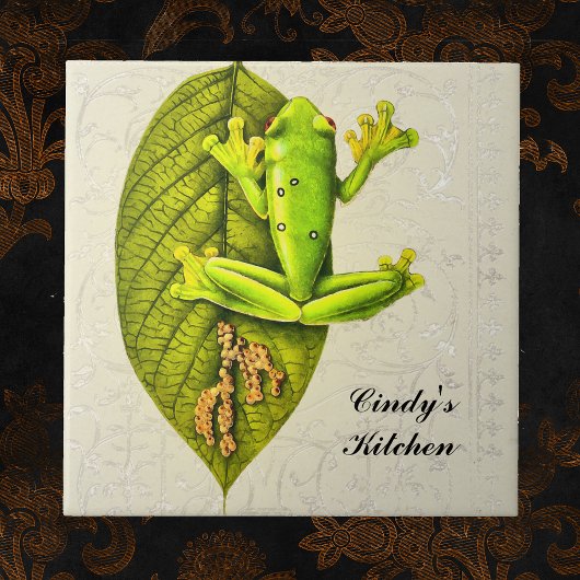 Monogram  Kikker voor groene glans Tegeltje