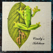 Monogram  Kikker voor groene glans Tegeltje