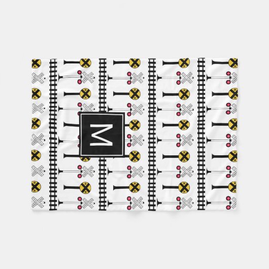 Monogram | Kinder treinsignalen Fleece Deken (Voorkant (Horizontaal))