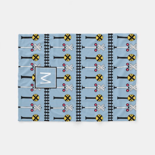 Monogram | Kinder treinsignalen Fleece Deken (Voorkant (Horizontaal))