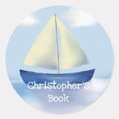 Monogram Kinder zeilboot Dit boek behoort tot Ronde Sticker (Voorkant)