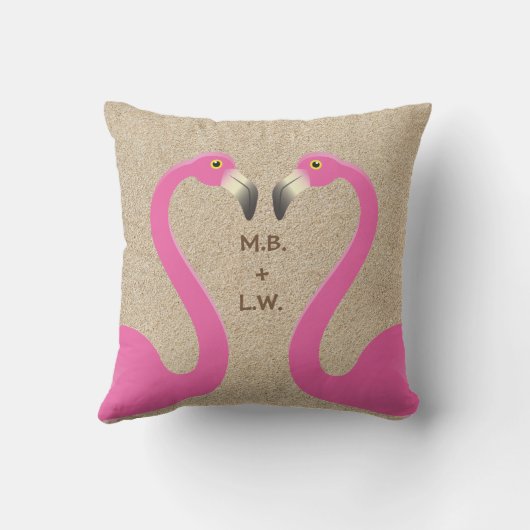 Monogram Kissend Flamingo Beach Sand Pillow Buitenkussen (Achterkant)