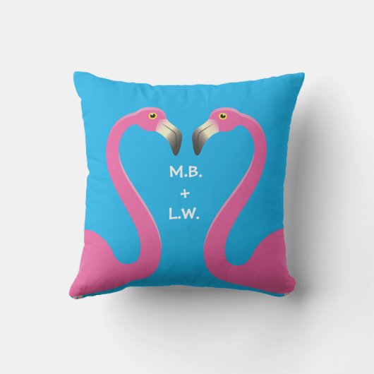 Monogram Kissend Flamingos Blue OutdoorPillow Buitenkussen (Achterkant)