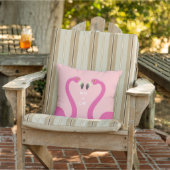 Monogram Kissend Flamingos Coral Outdoor Pillow Buitenkussen (Stoel)