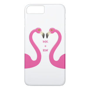 Monogram Kissend Flamingos iPhone 7 Plus White Case-Mate iPhone Case