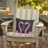 Monogram Kissend Flamingos Pink & Black Pillow Buitenkussen (Stoel)