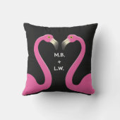 Monogram Kissend Flamingos Pink & Black Pillow Buitenkussen (Achterkant)