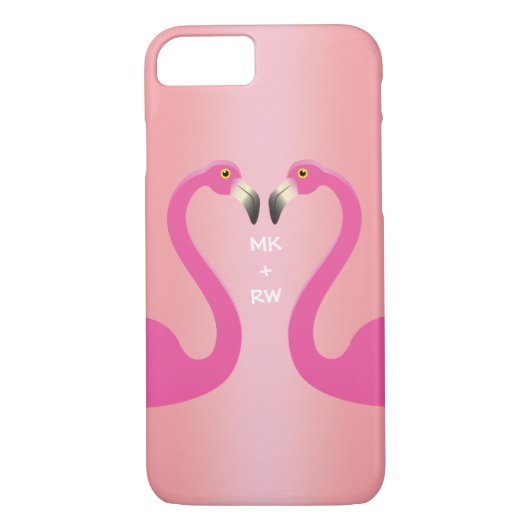 Monogram Kissing Flamingos iPhone 7 Roos Gold Case-Mate iPhone Case (Achterkant)