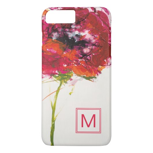 Monogram | Klaproos op Witte Case-Mate iPhone Case (Achterkant)