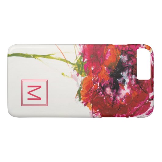 Monogram | Klaproos op Witte Case-Mate iPhone Case (Achterkant (Horizontaal))