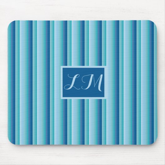 Monogram klas- en professionele blauwe strepes muismat (Voorkant)