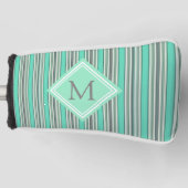 Monogram klasmint en grijze verticale strepen golfheadcover (Voorkant)