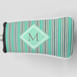 Monogram klasmint en grijze verticale strepen golfheadcover