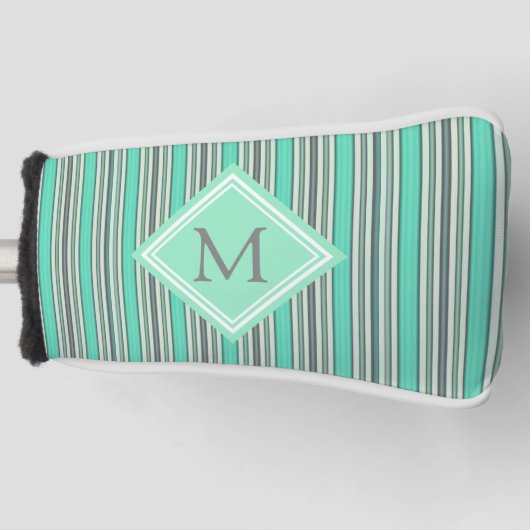 Monogram klasmint en grijze verticale strepen golfheadcover (Voorkant)