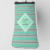 Monogram klasmint en grijze verticale strepen golfheadcover (Draai 90)