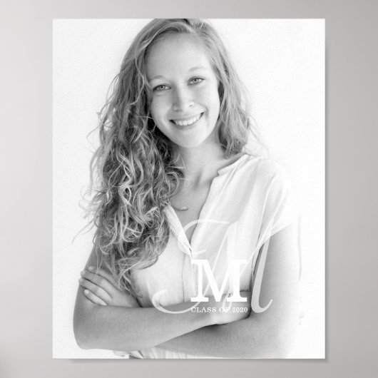 Monogram Klasse Jaar Aangepast Foto Afstuderen Poster (Voorkant)