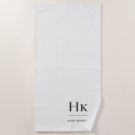 Monogram Klassiek Eenvoudig Chic Ivoorwit Aangepas Strandlaken
