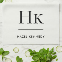 Monogram Klassiek Eenvoudig Elegant Ivoorwit Theedoek