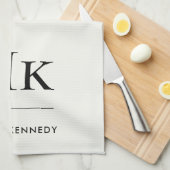 Monogram Klassiek Eenvoudig Elegant Ivoorwit Theedoek (Quarter Fold)