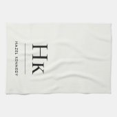 Monogram Klassiek Eenvoudig Elegant Ivoorwit Theedoek (Horizontaal)