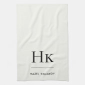 Monogram Klassiek Eenvoudig Elegant Ivoorwit Theedoek (Verticaal)
