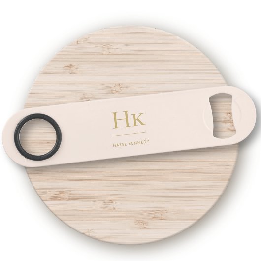 Monogram Klassiek Eenvoudig Modern Blush Gold Speed Flessenopener