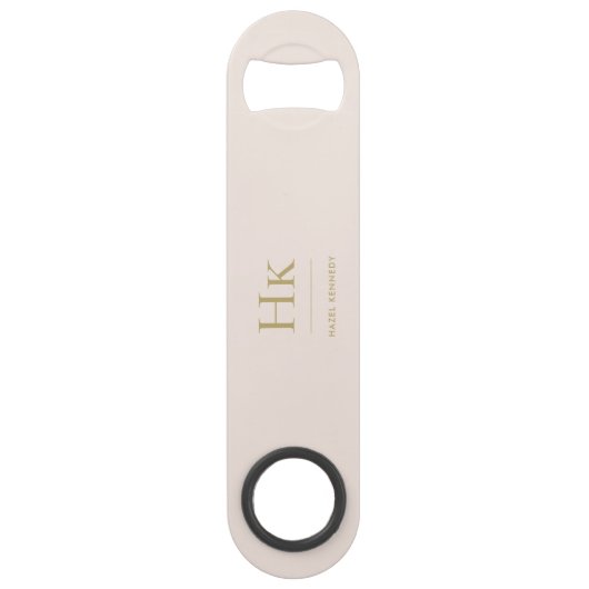 Monogram Klassiek Eenvoudig Modern Blush Gold Speed Flessenopener (Achterkant)