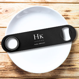 Monogram Klassiek Eenvoudig Modern Zwart Monogram Speed Flessenopener