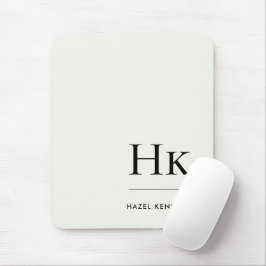 Monogram Klassiek Elegant Ivoorwit Initialen Muismat