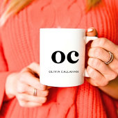 Monogram Klassiek Elegant Minimaal Chic Zwart Wit Koffiemok