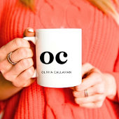 Monogram Klassiek Elegant Minimaal Chic Zwart Wit Koffiemok